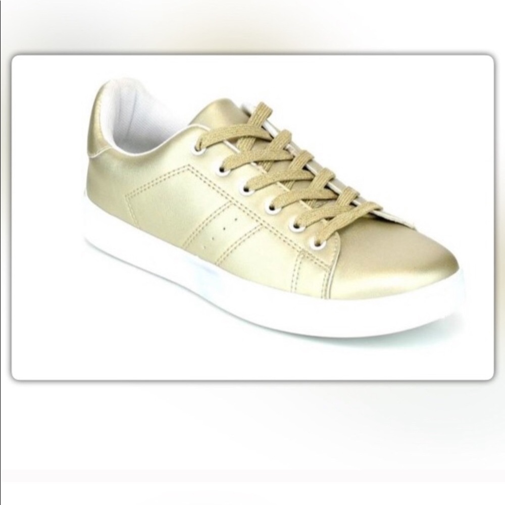 Gold Metallic Shiny Sneakers